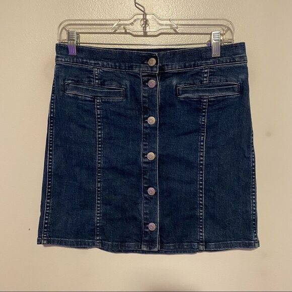 Madewell Stretch Denim Straight Mini Skirt in Marsden Wash K9566 Size 27 - Picture 4 of 12